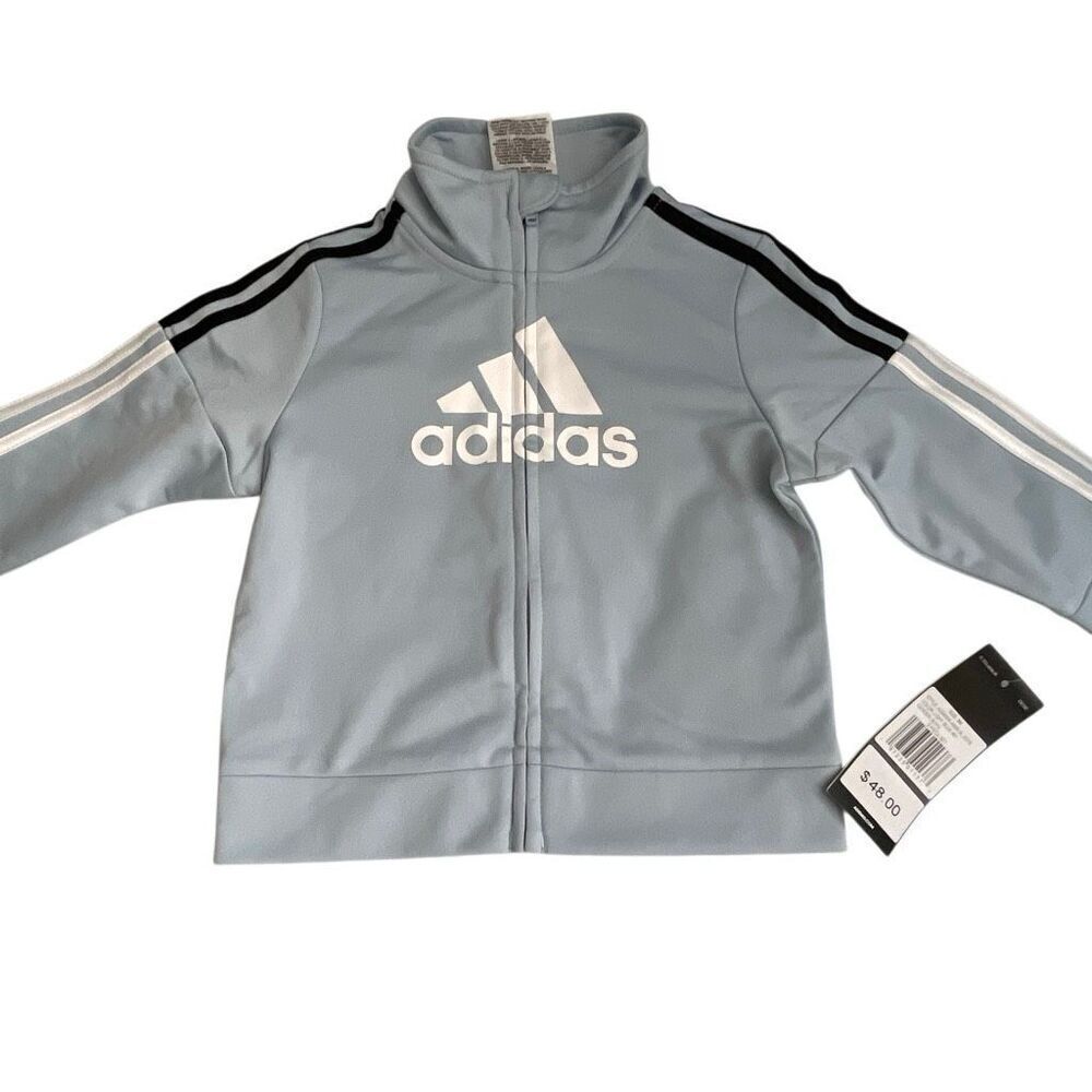 NWT Adidas Full Zip Soft Shell Jacket Light Blue/Gray- Size 8M